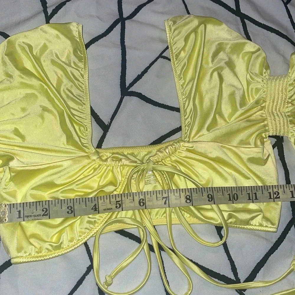 Frankies Bikinis SET NWOT Marina Satin Cheeky Btms(L) Carly Ruffle Satin Top (M)